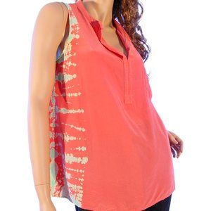 GYPSY 05 $120 Coral Pink Tie Dye Silk Tunic Tank Top M